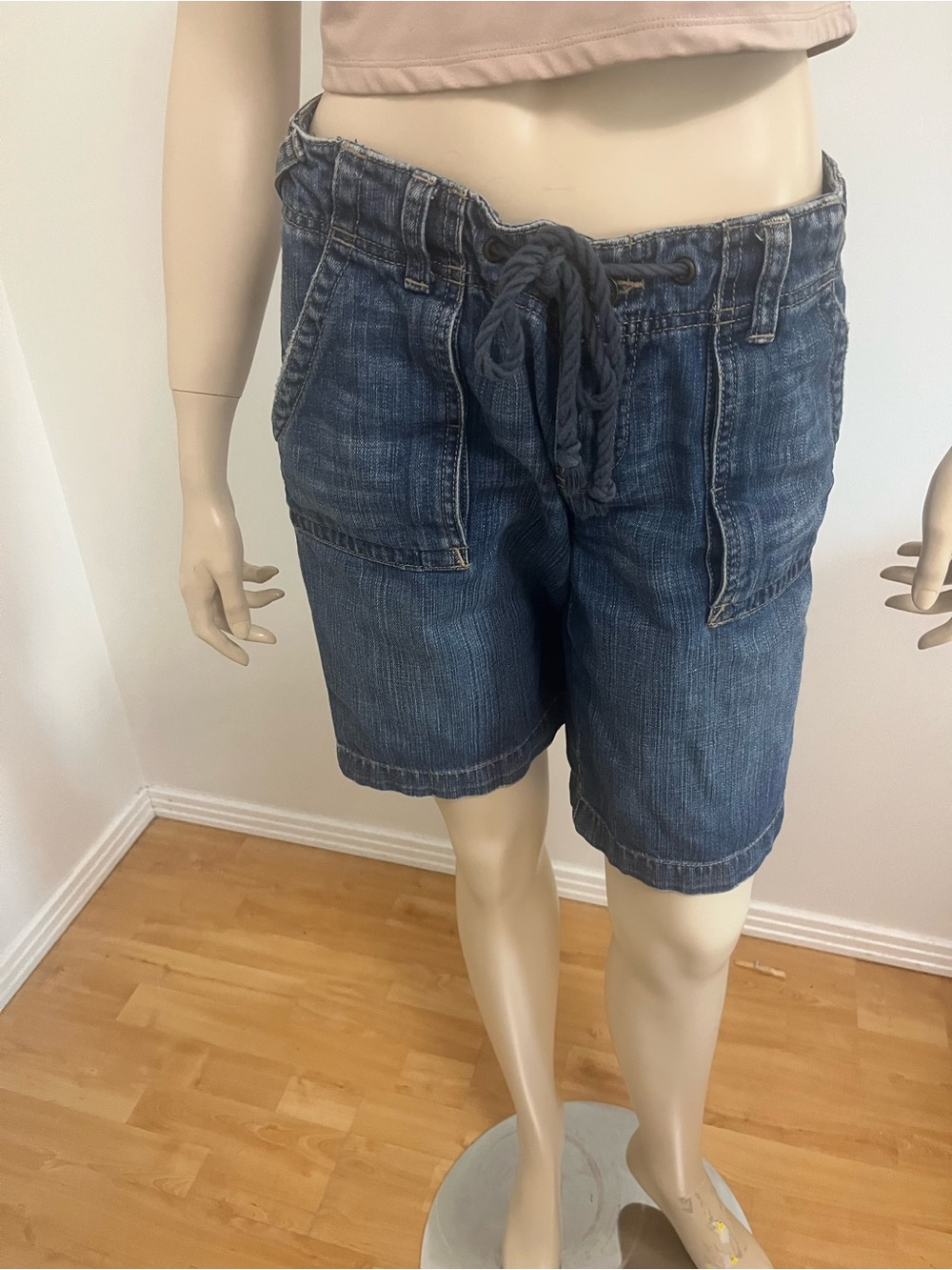 Eddie Bauer Dark Blue Drawstring Denim Shorts